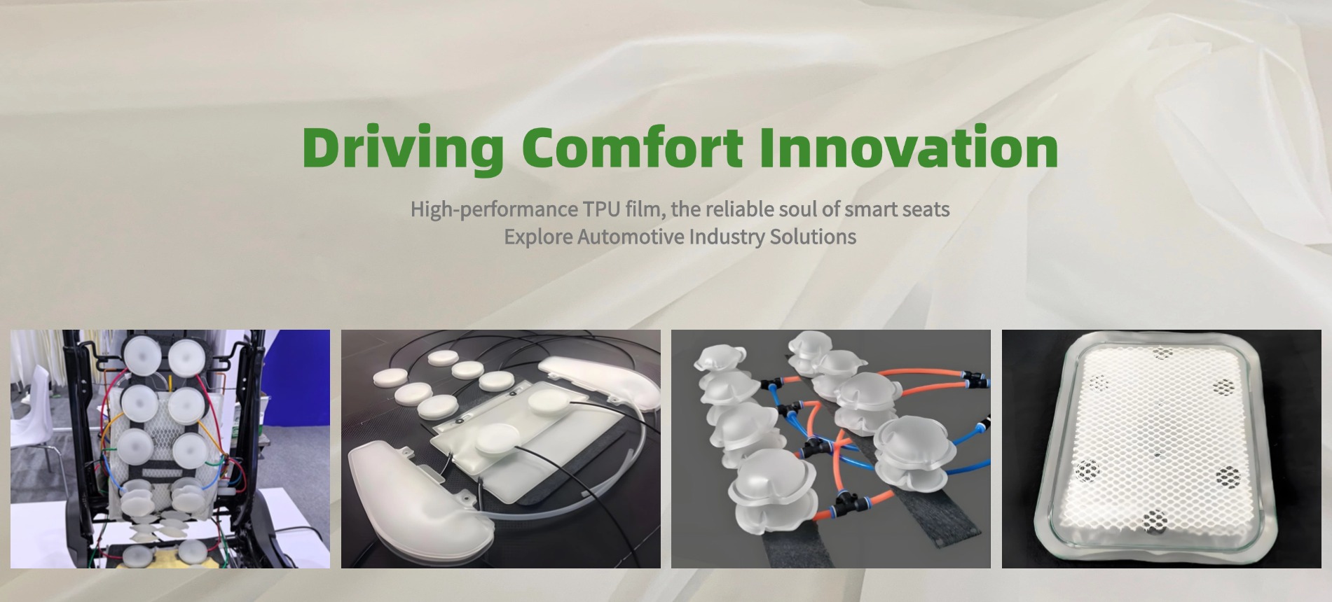 Pneumatic automotive seat comfort airbags made using GREEN TPU film