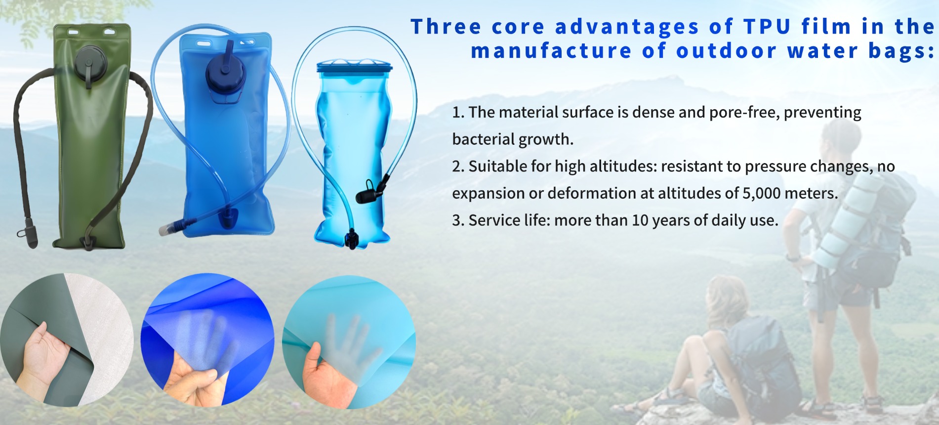 TPU film material for outdoor and athletic hydration packs